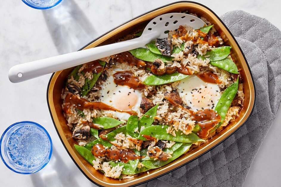 Oven-Baked Hoisin Eggs & Rice