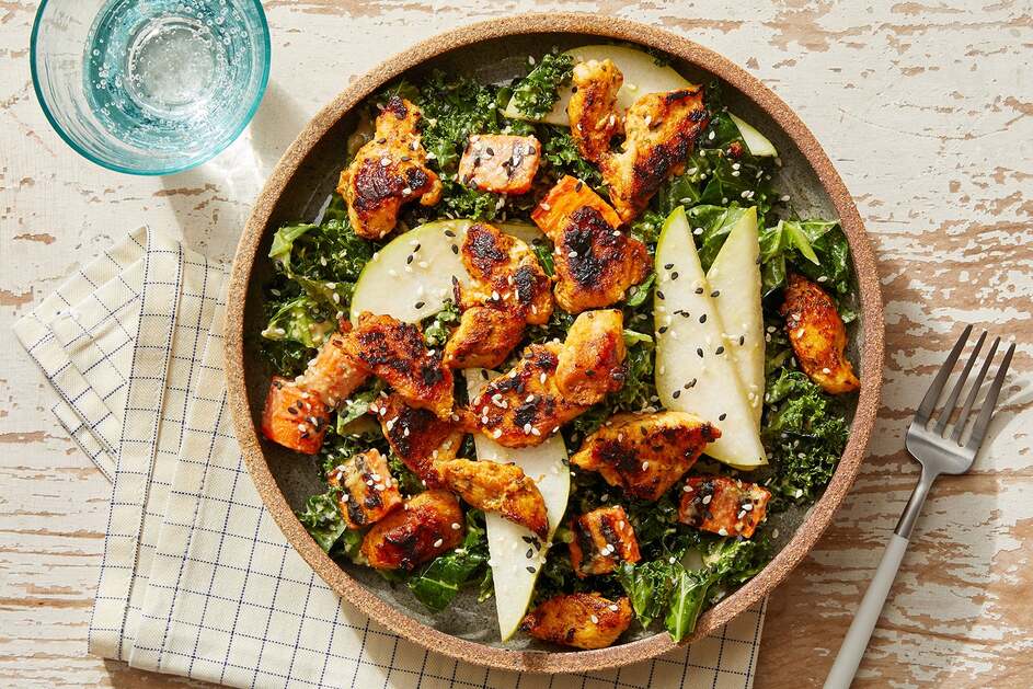 Chicken & Lemon-Tahini Kale Salad