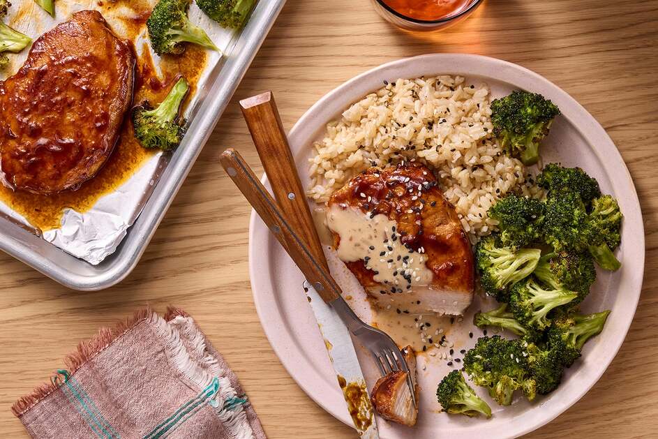 Roasted Pork Chops & Ponzu Broccoli