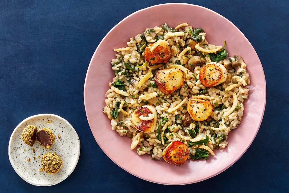 Seared Scallops & Mushroom Risotto