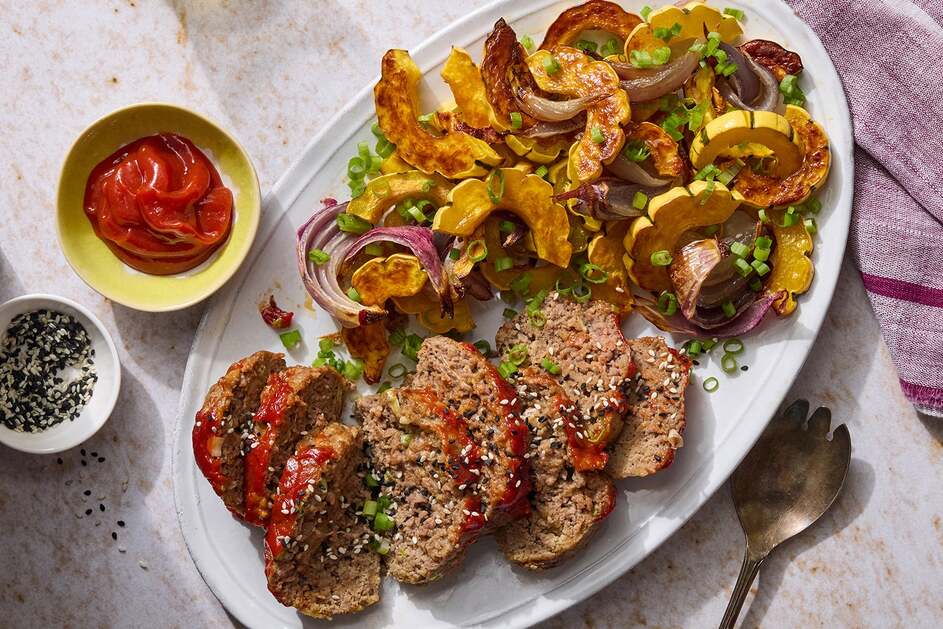 Sheet Pan Gochujang-Glazed Meatloaf