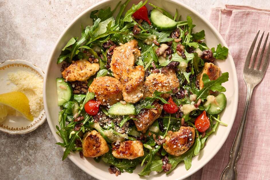 Tahini Chicken Caesar Grain Bowls