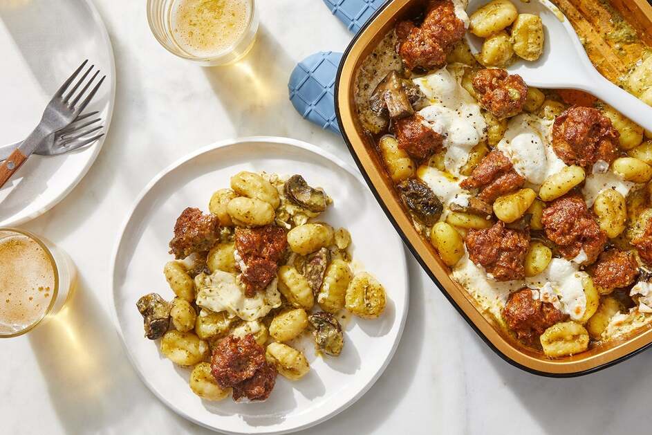 Oven-Baked Pesto Gnocchi & Sausage