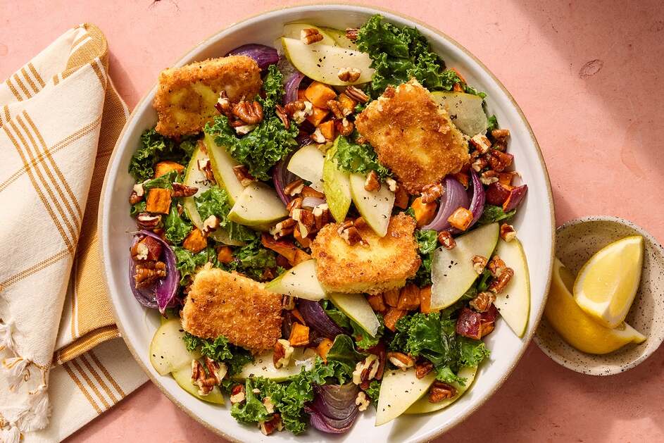 Fried Feta & Kale Salad