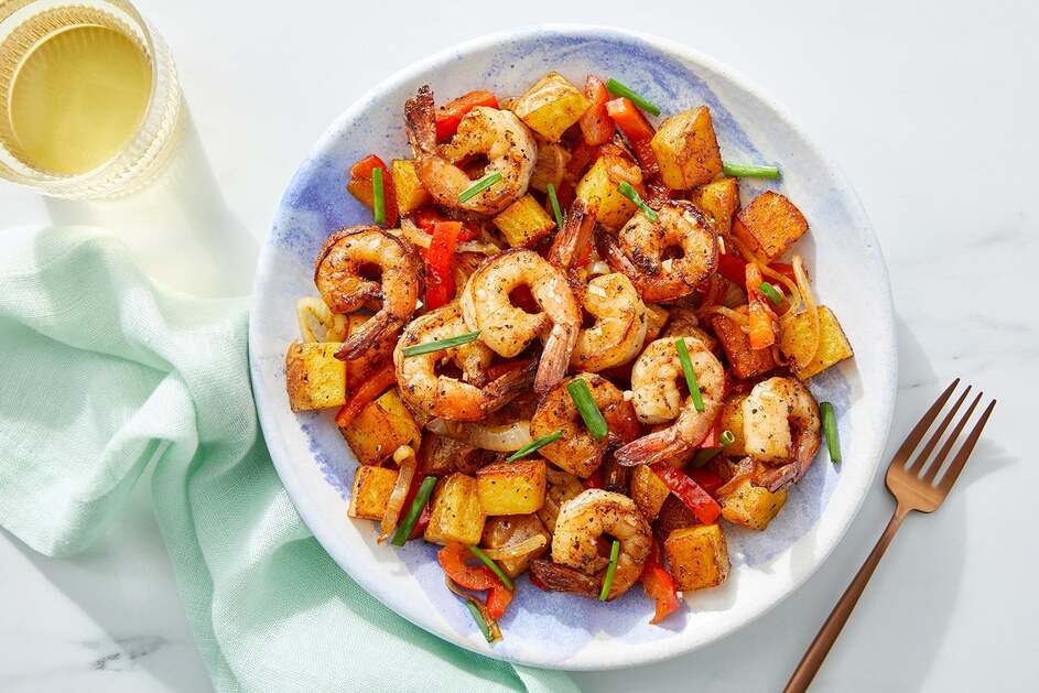 Garlic Shrimp & Spanish-Style Potatoes 