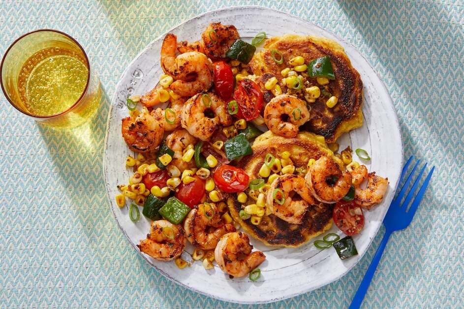 Cajun Shrimp & Corn Pancakes