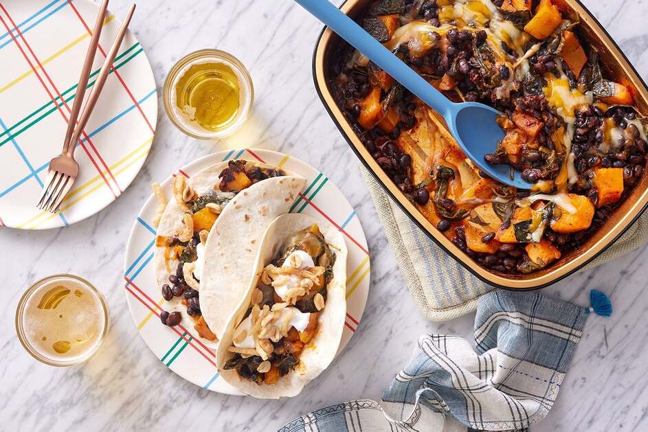 Oven-Baked Squash & Black Bean Tacos
