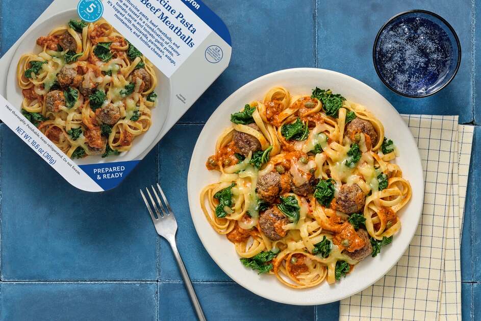Fettuccine Pasta & Beef Meatballs