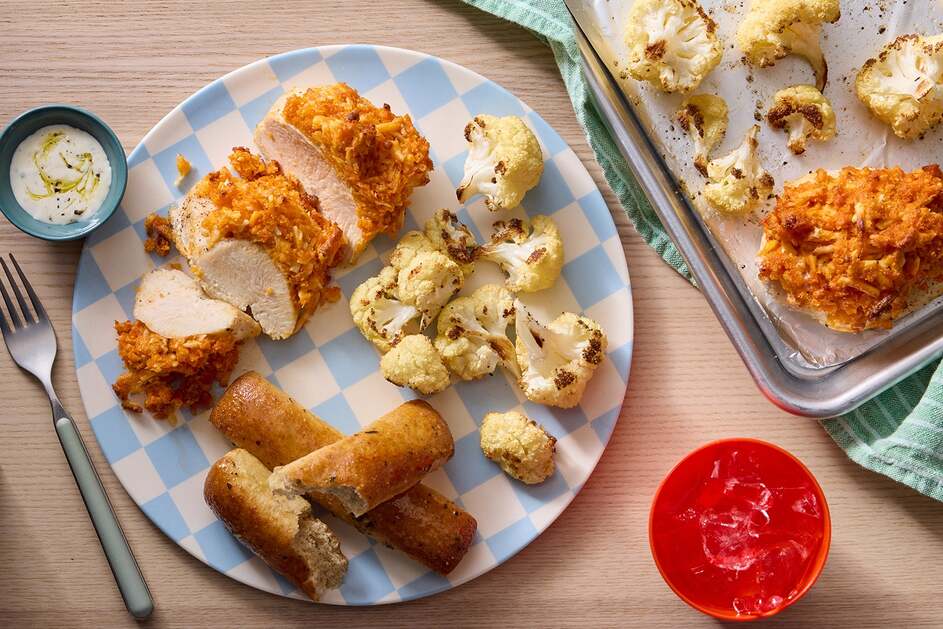 Sheet Pan Cheesy Buffalo Chicken & Ranch