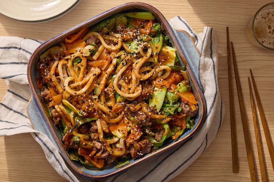 Korean-Style Beef & Udon Bake