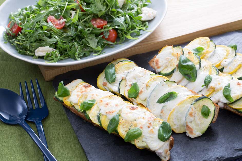 Summer Squash Baguette Pizzas