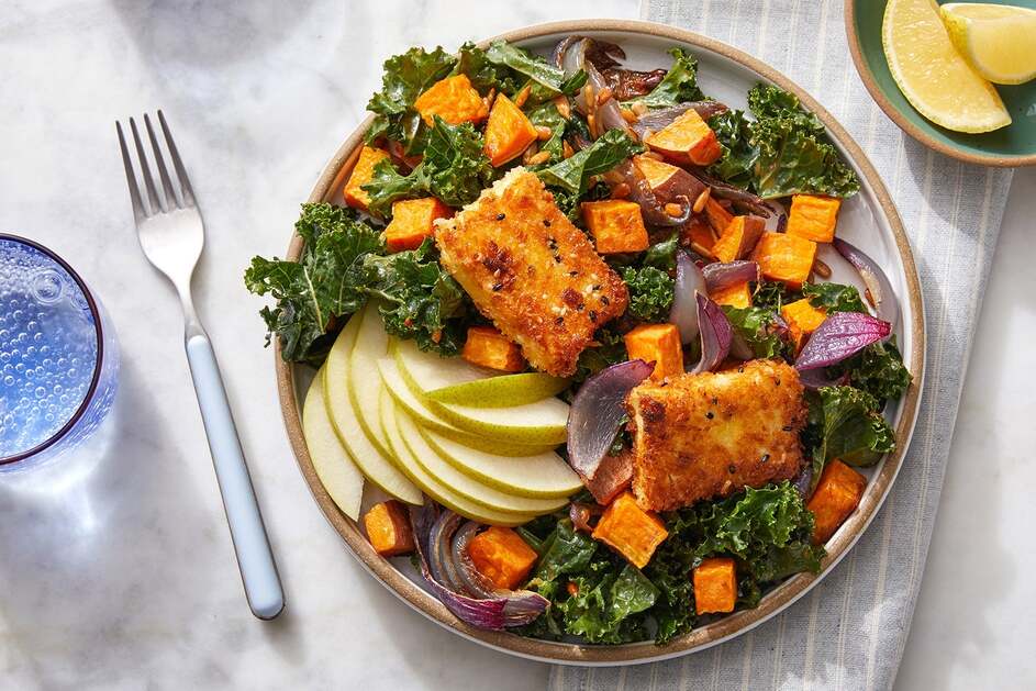 Fried Feta & Kale Salad