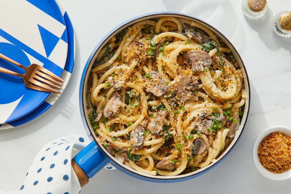 Mushroom & Spinach Bucatini