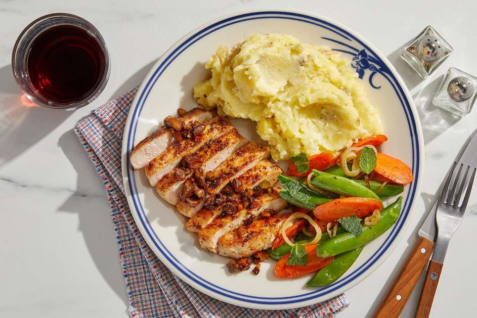 Pork Chops & Brown Butter-Pecan Sauce