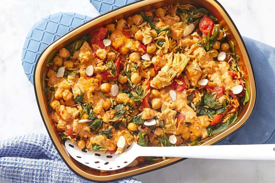 Oven-Baked Spanish Chickpeas & Orzo