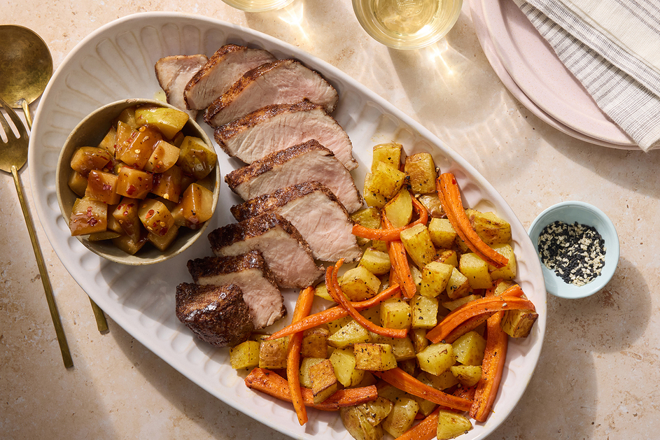 Sheet Pan Pork & Hoisin Glazed Pear