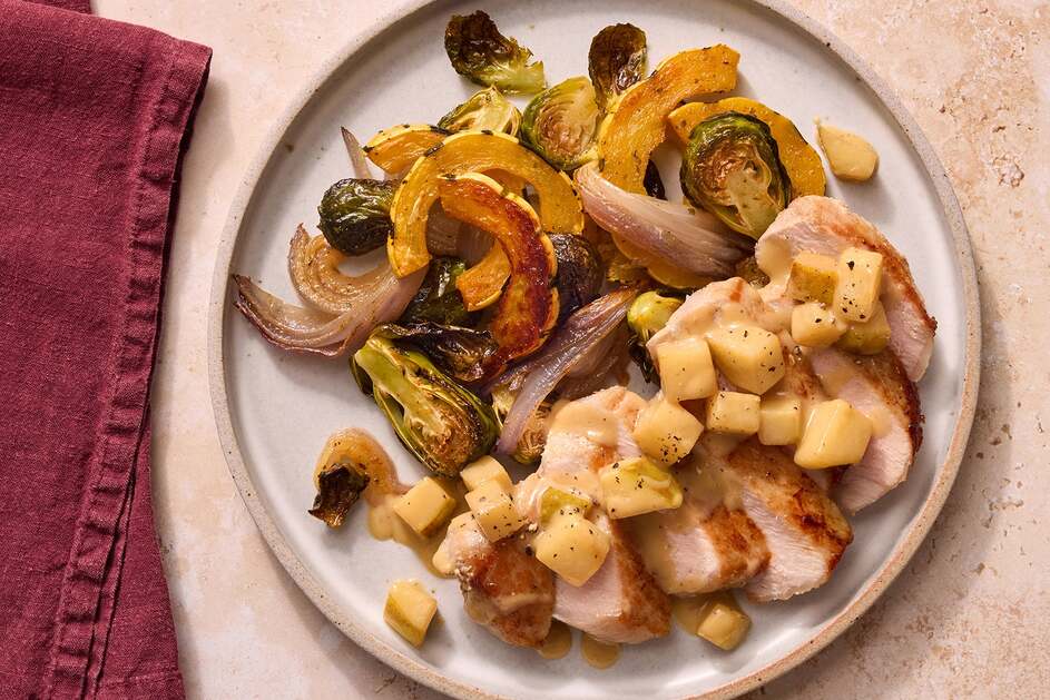 Pork Chops & Honey Mustard Glazed Pear