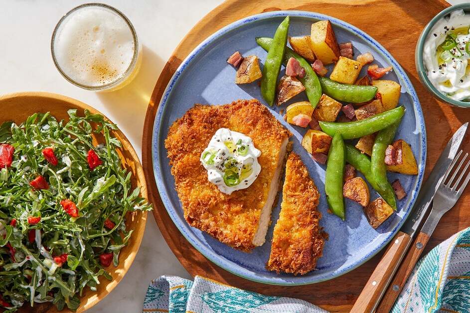 Crispy Pork Schnitzel & Arugula Salad
