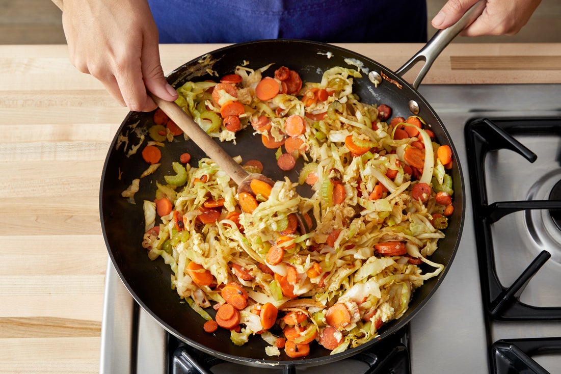 recipe-step-image-Cook the vegetables & eggs:}