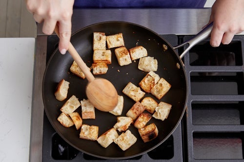 recipe-step-image-Make the croutons & start the panzanella}