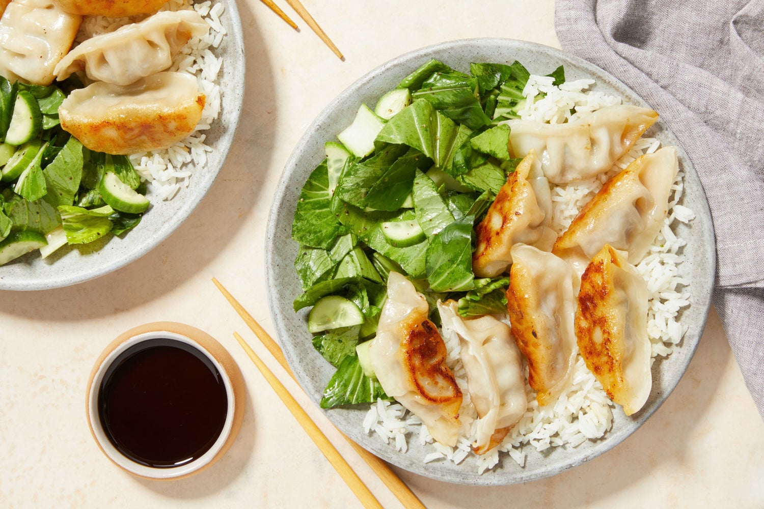 Seared Beef Dumplings & Jasmine Rice