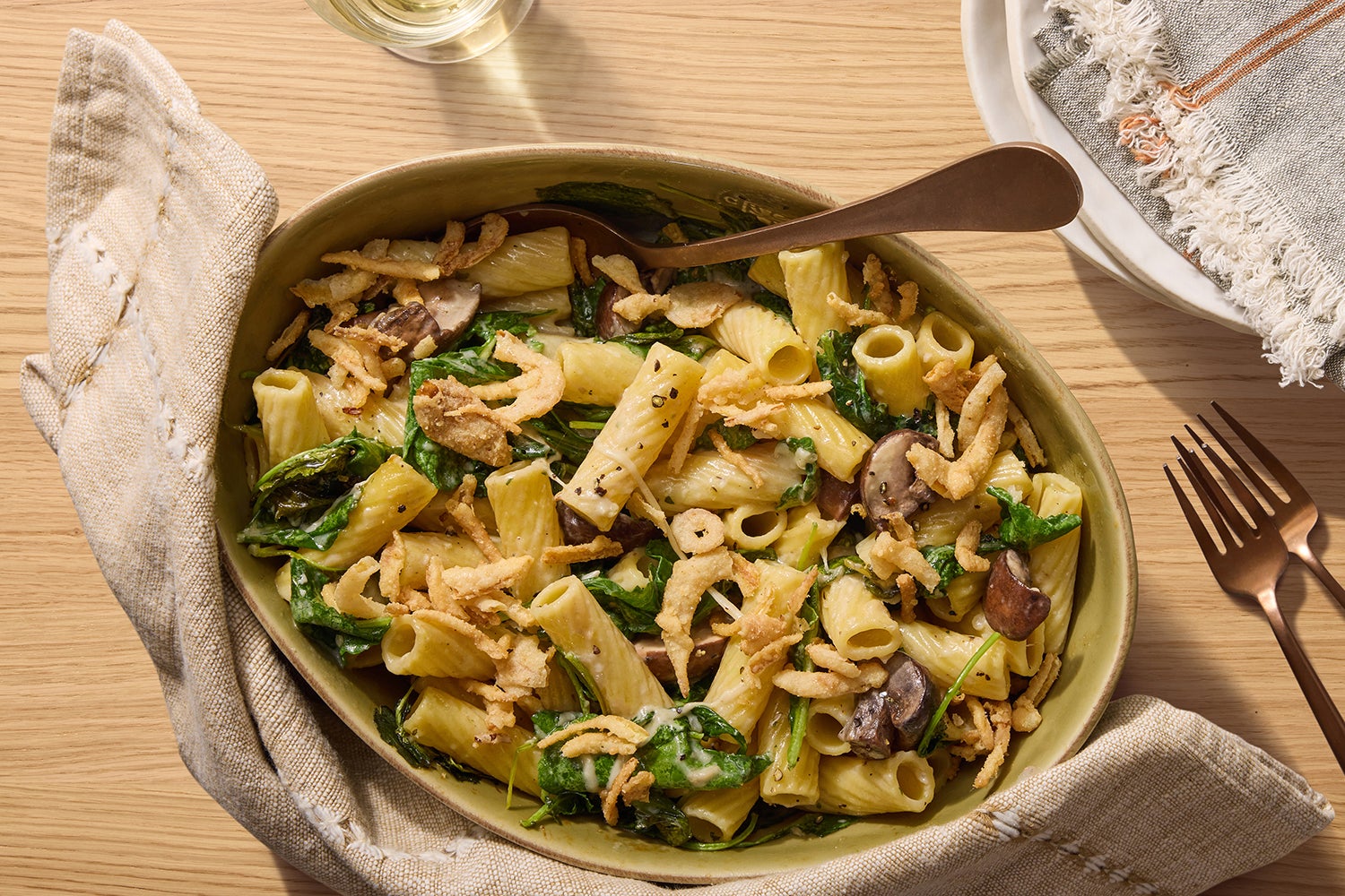 Baked Creamy Mushroom & Kale Pasta