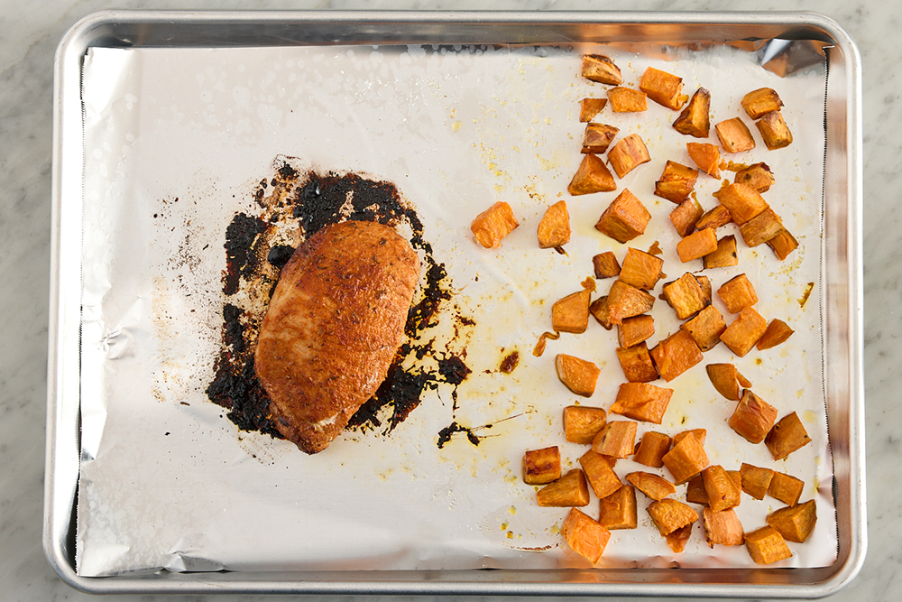 recipe-step-image-Roast the chicken & sweet potatoes}