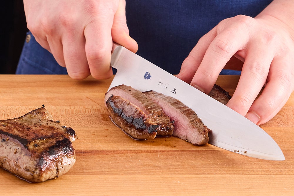 recipe-step-image-Slice the steaks & serve your dish}