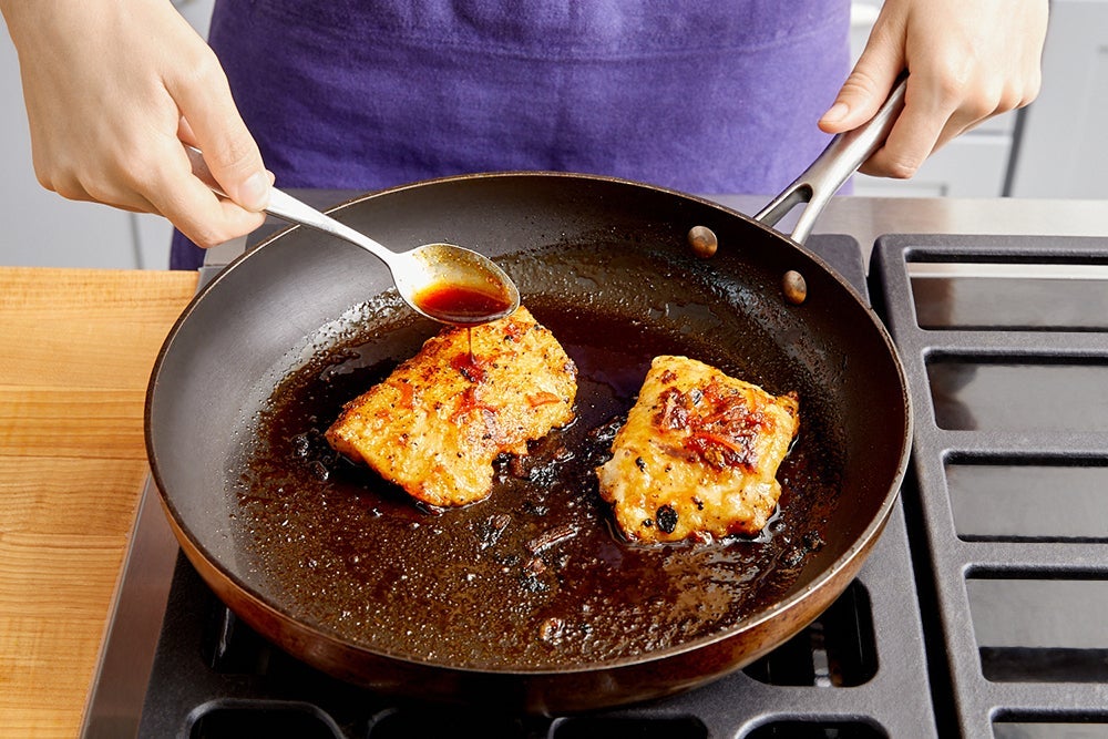 recipe-step-image-Coat, cook & glaze the fish}