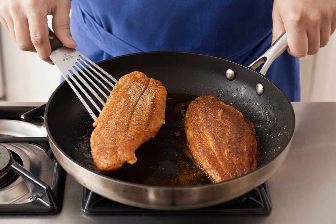 recipe-step-image-Coat & cook the catfish:}
