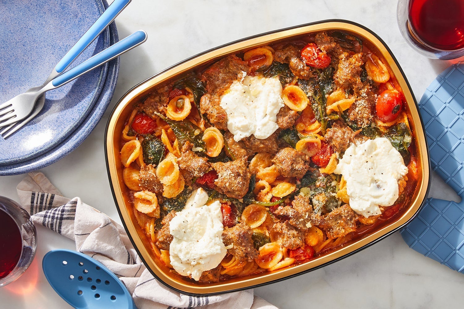 Oven Baked Creamy Tomato & Sausage Pasta