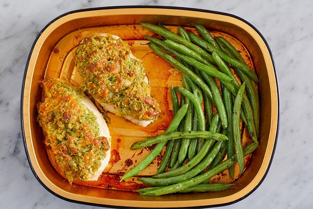 recipe-step-image-Bake the chicken & green beans }