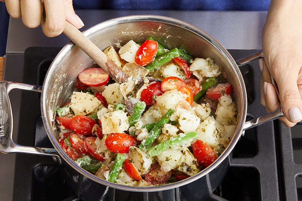 recipe-step-image-Make the potato salad & serve your dish:}