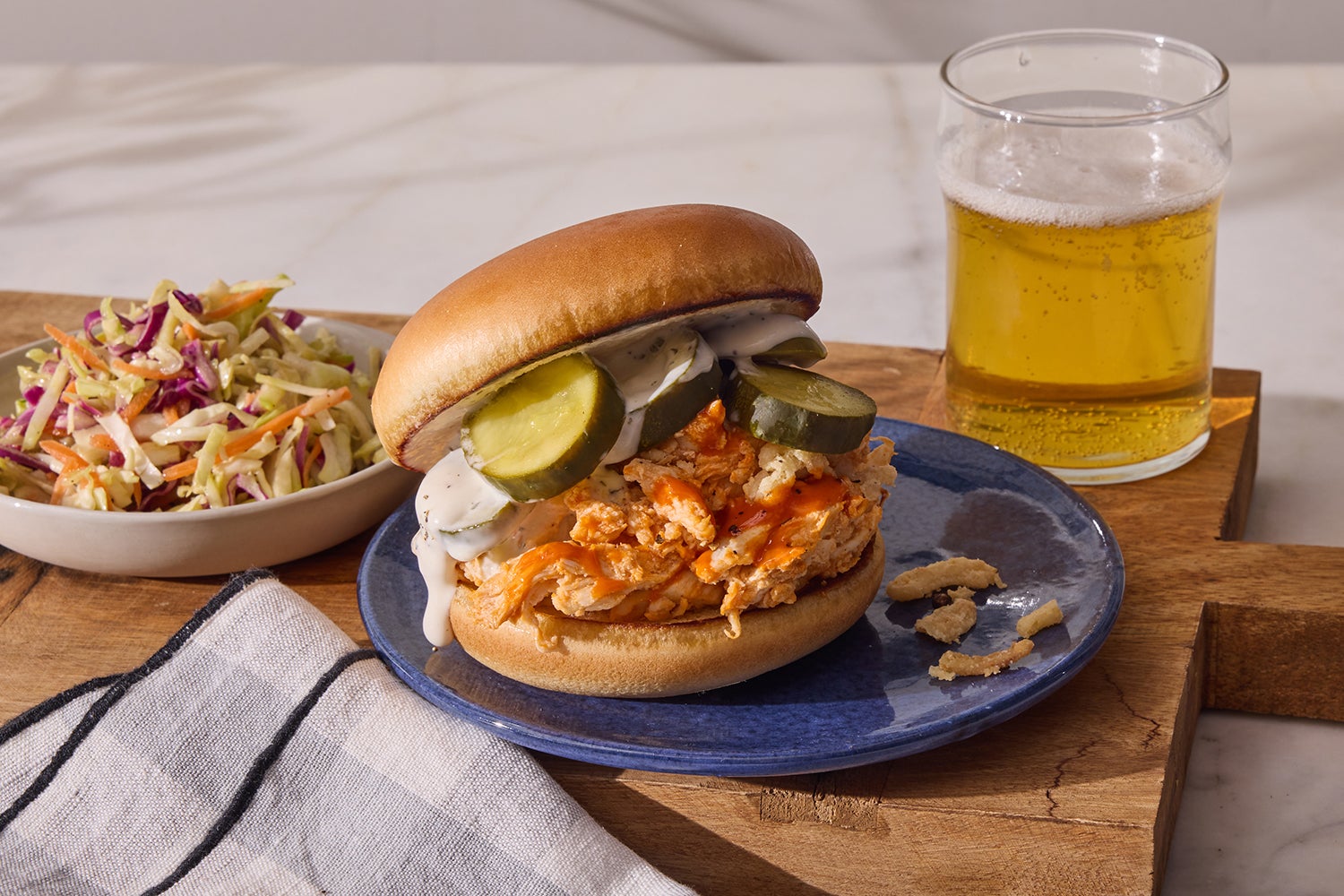 15 Min Buffalo Pulled Chicken Sandwich