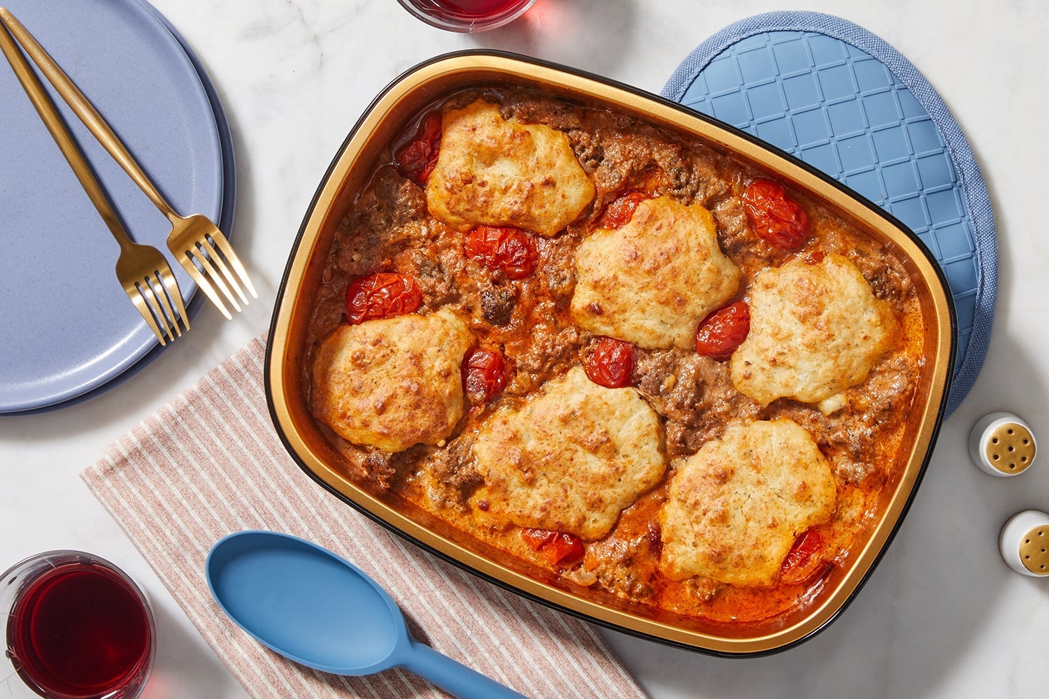 Oven Baked Beef & Biscuit Casserole