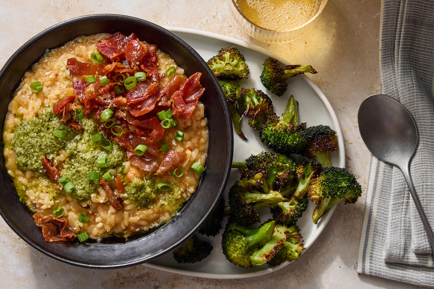 Crispy Prosciutto Risotto & Roasted Broccoli