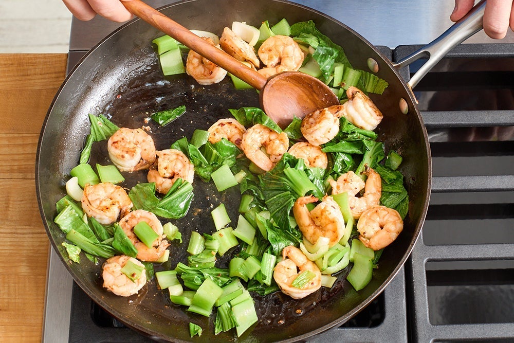 recipe-step-image-Cook the shrimp & bok choy}