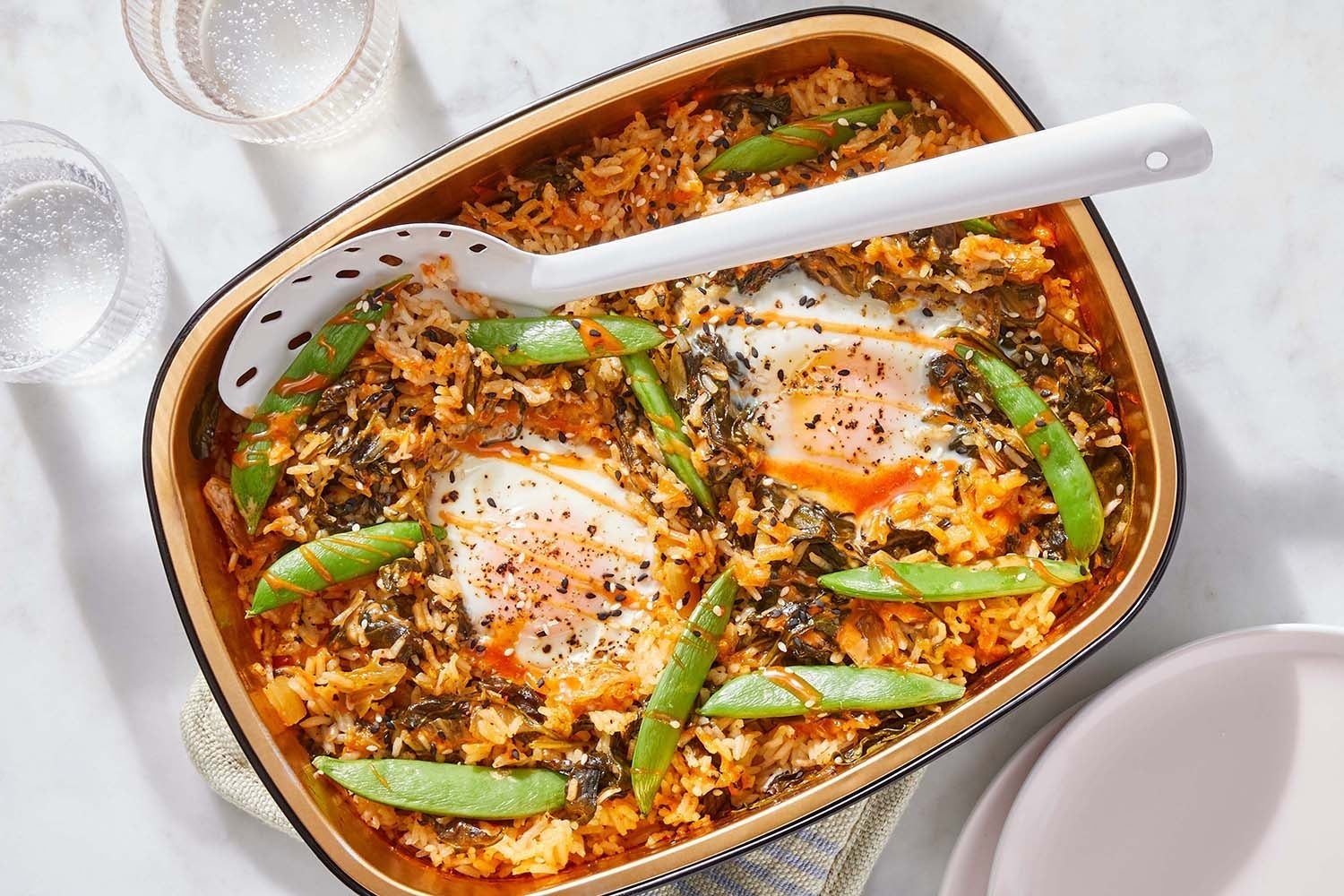 Oven Baked Kimchi Rice & Eggs
