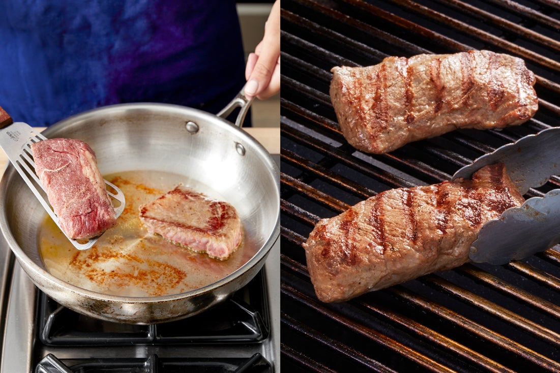 recipe-step-image-Cook the steaks:}