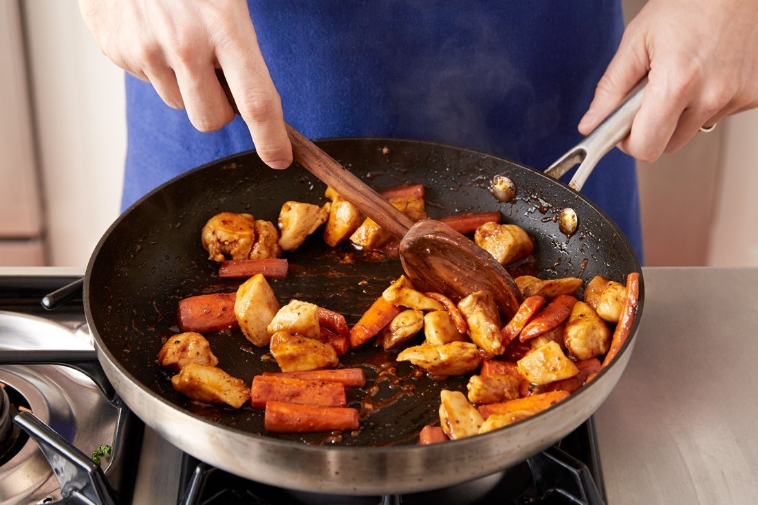 recipe-step-image-Cook the chicken & serve your dish:}