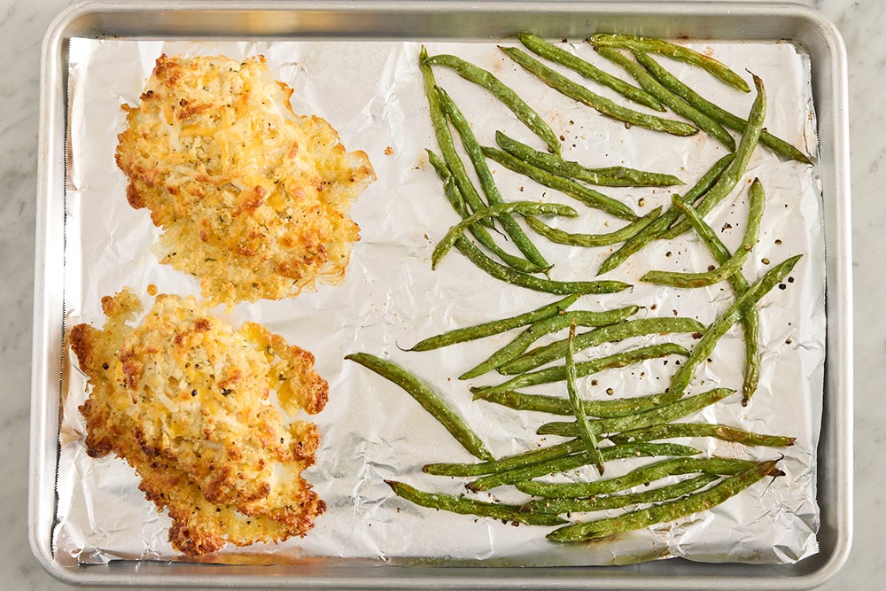 recipe-step-image-Bake the chicken & green beans }