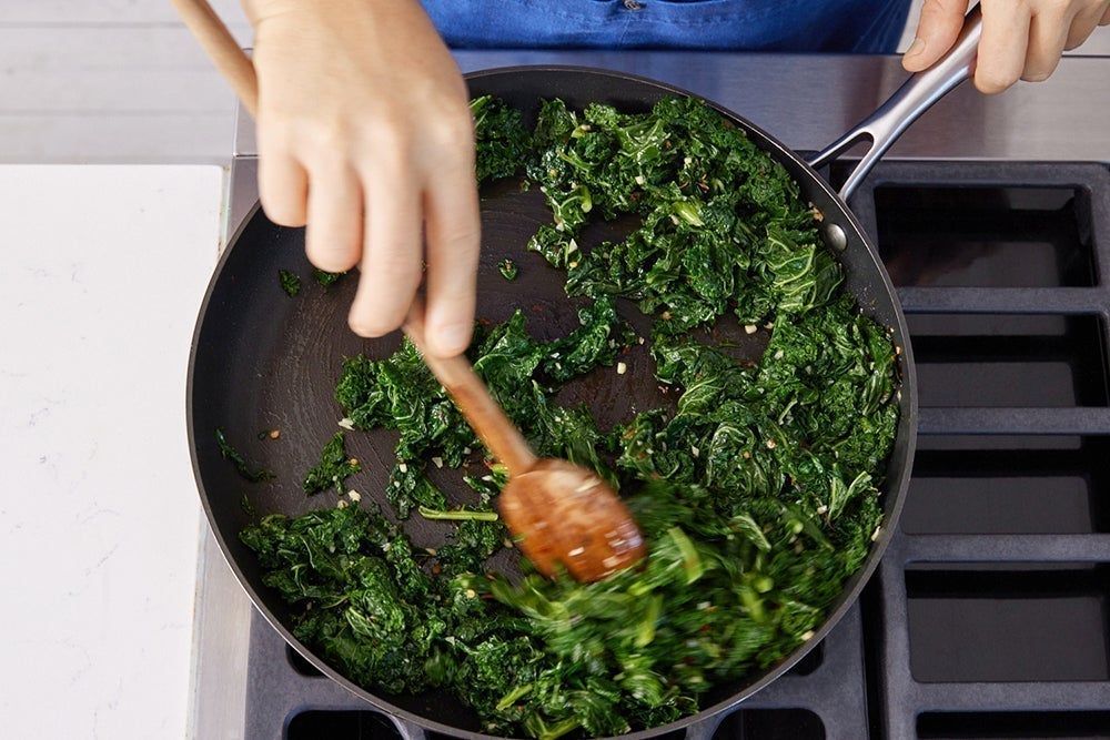 recipe-step-image-Prepare the remaining ingredients & sauté the greens}