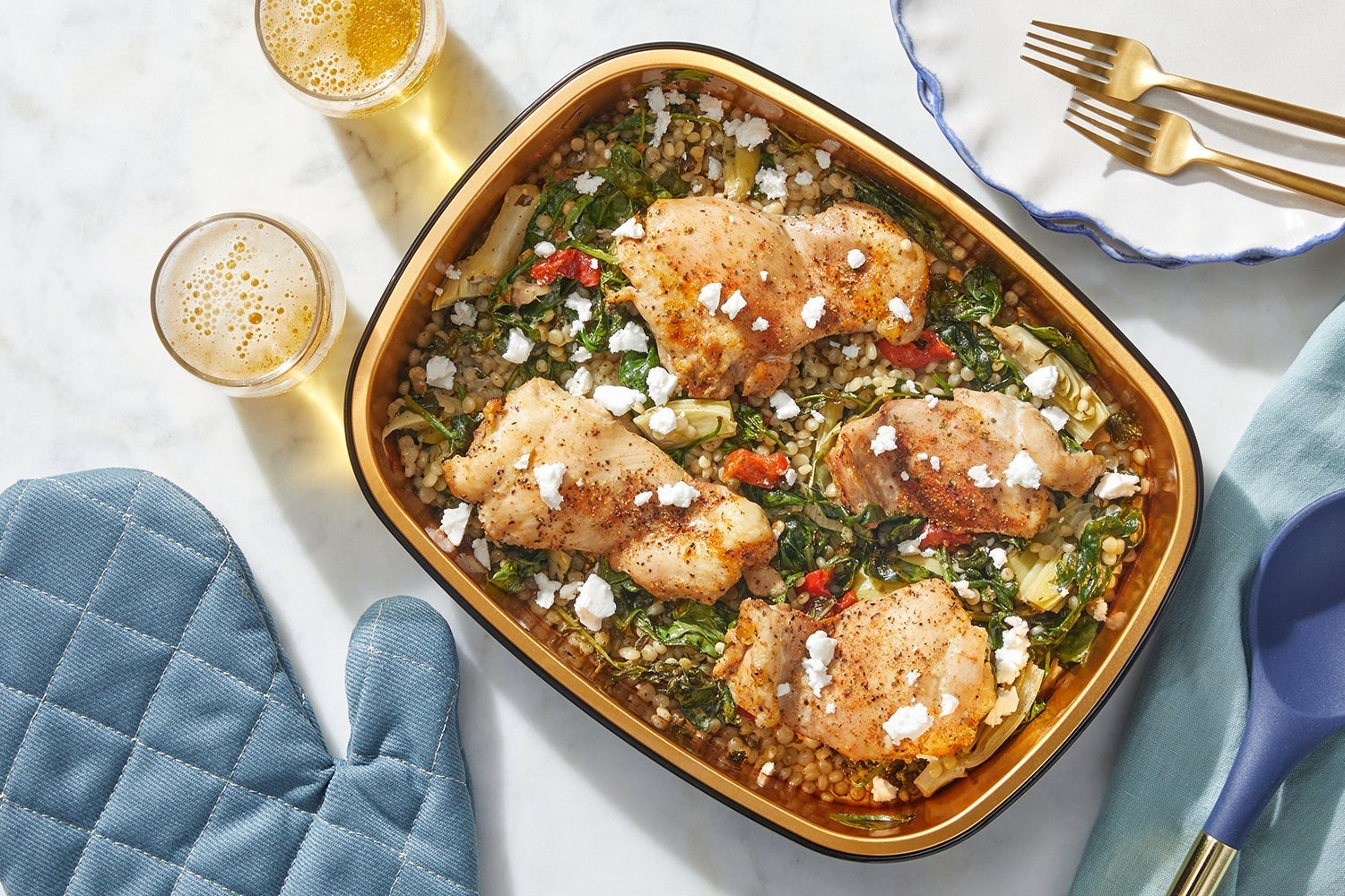 Oven Baked Chicken Thighs & Couscous
