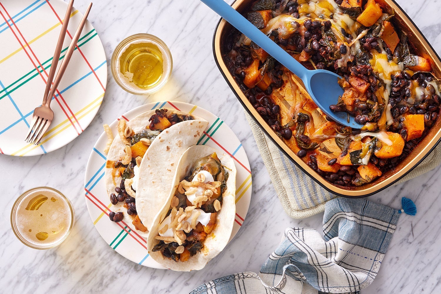 Oven Baked Squash & Black Bean Tacos