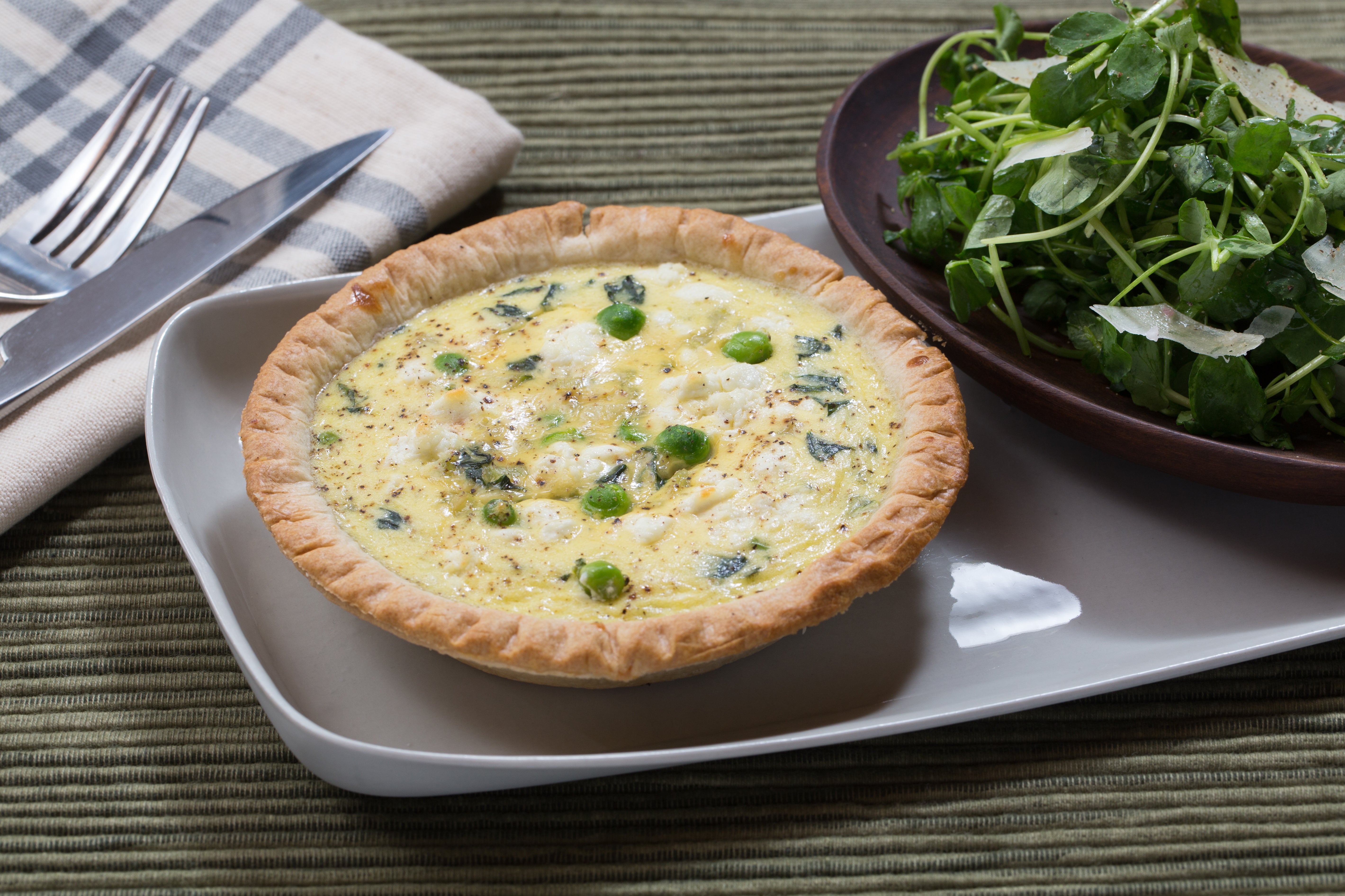 English Pea & Goat Cheese Quiches