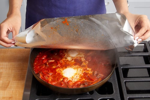 recipe-step-image-Make the sauce & cook the eggs:}