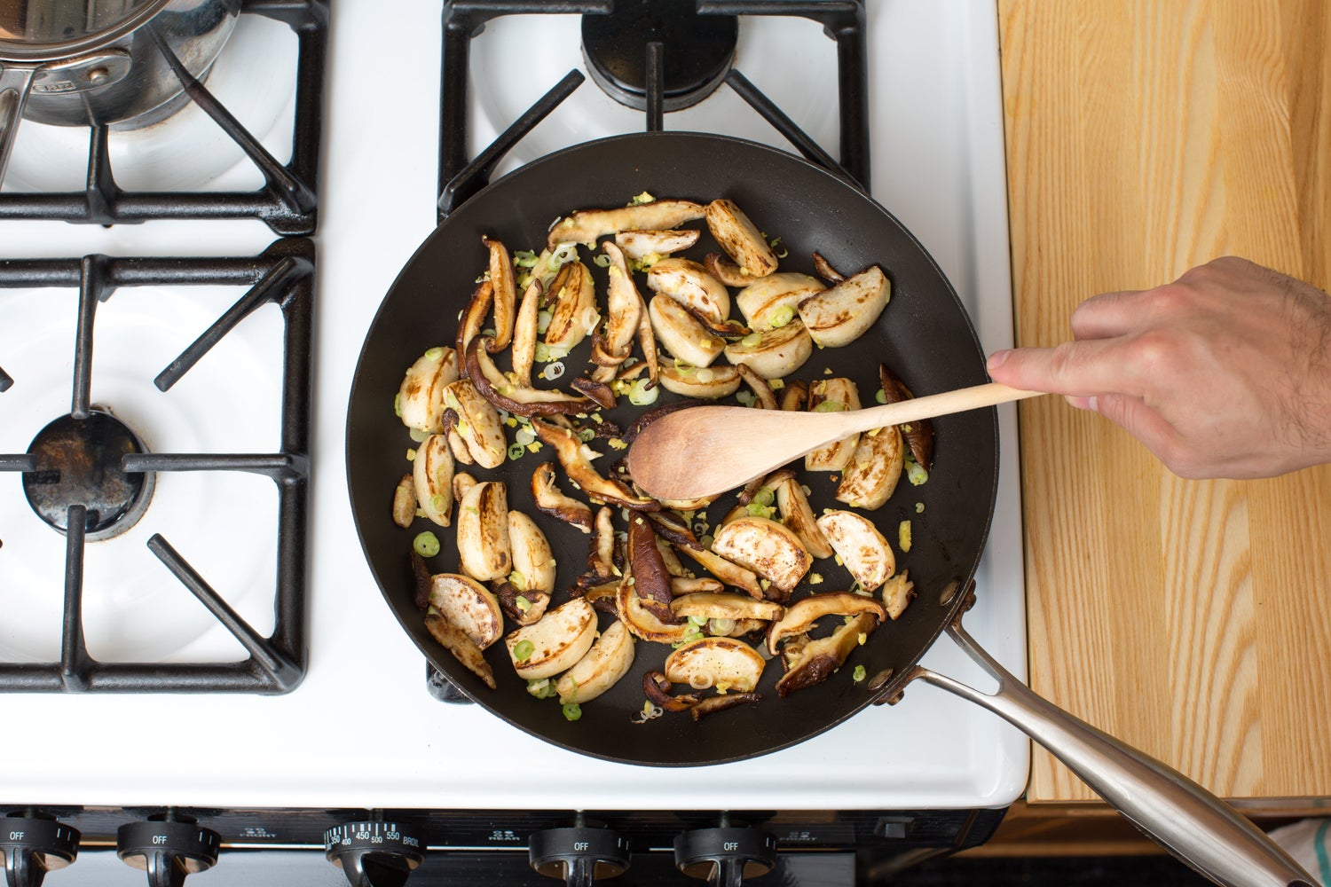 recipe-step-image-Cook the mushrooms & turnips:}