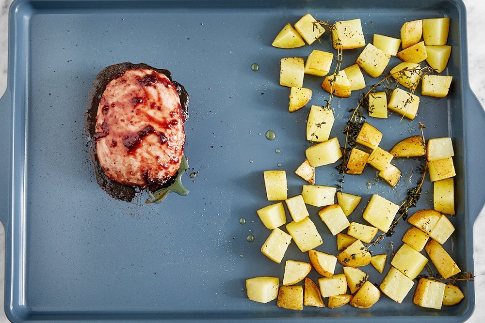 recipe-step-image-Roast the potatoes & pork }