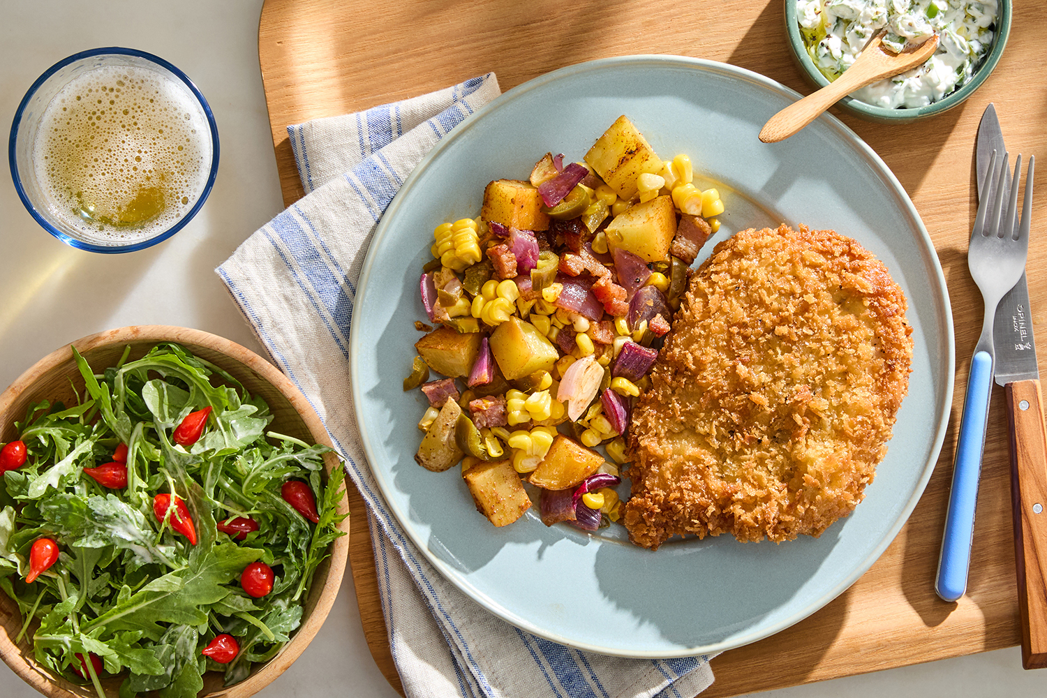 Crispy Pork Schnitzel & Arugula Salad