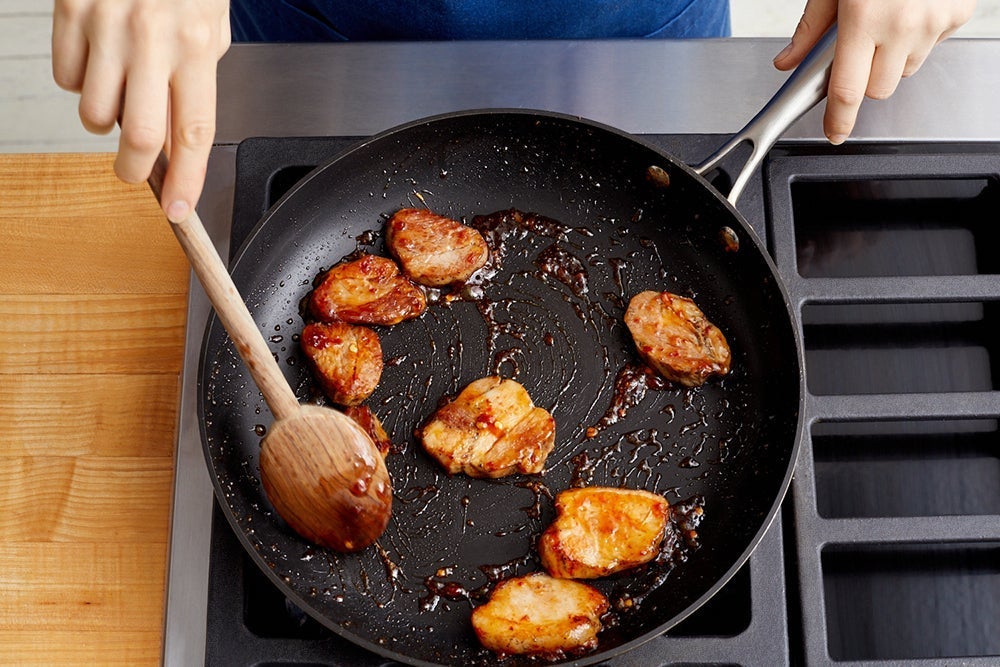 recipe-step-image-Glaze the pork belly & serve your dish }